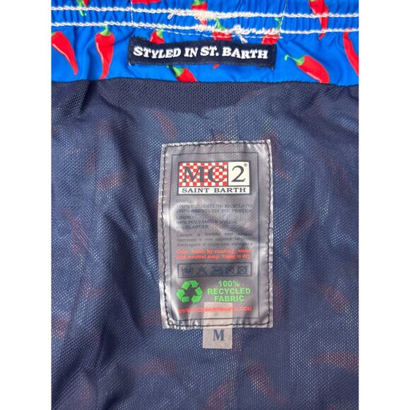 MC2 Saint Barth Swim Shorts Medium Mens Chili Print Drawstring Win Hort Liner - Picture 6 of 6